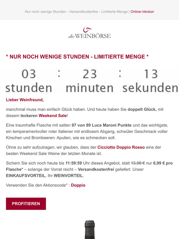 Nur noch wenige Stunden - Versandkostenfrei - Limitierte Menge !