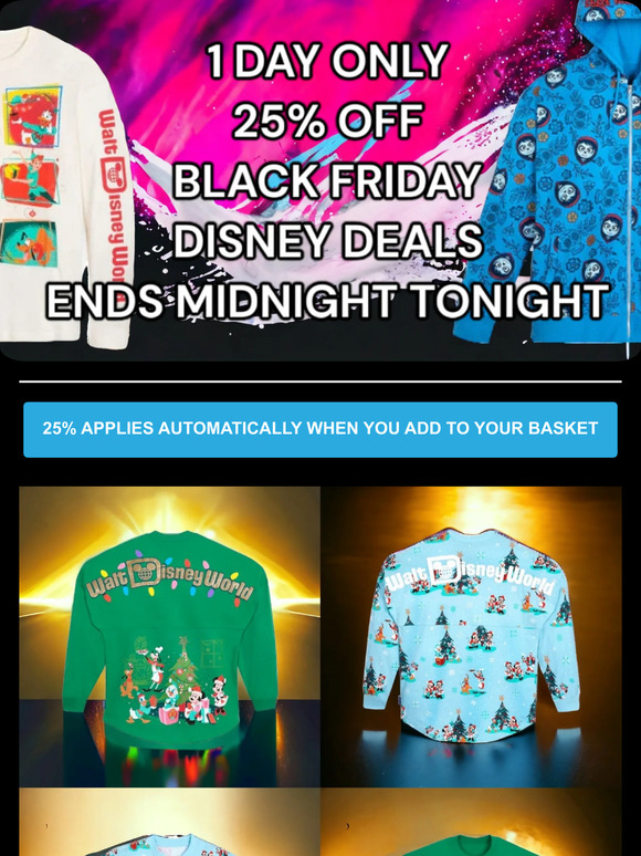 Disney 25% Off Black Friday Deals Ends Tonight