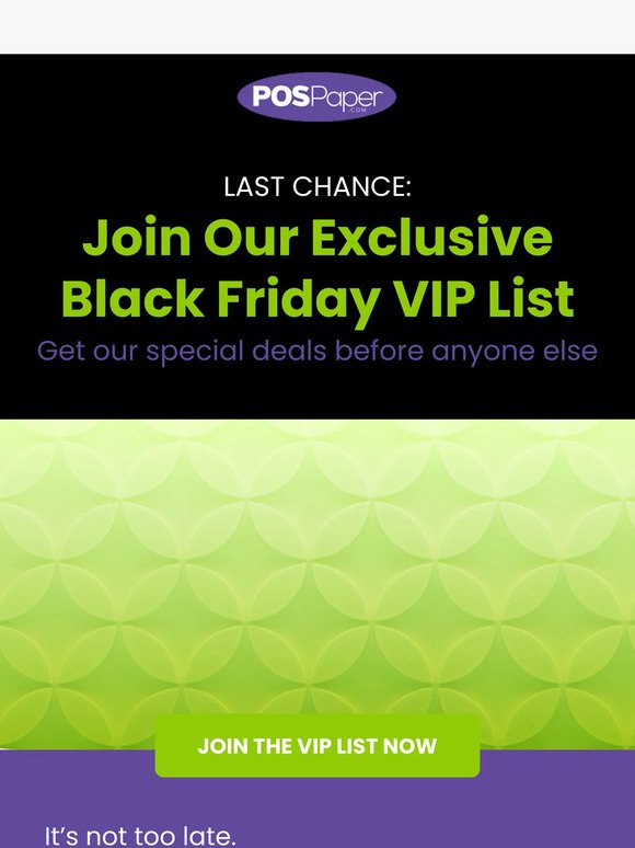 RE: want to join our VIP list?