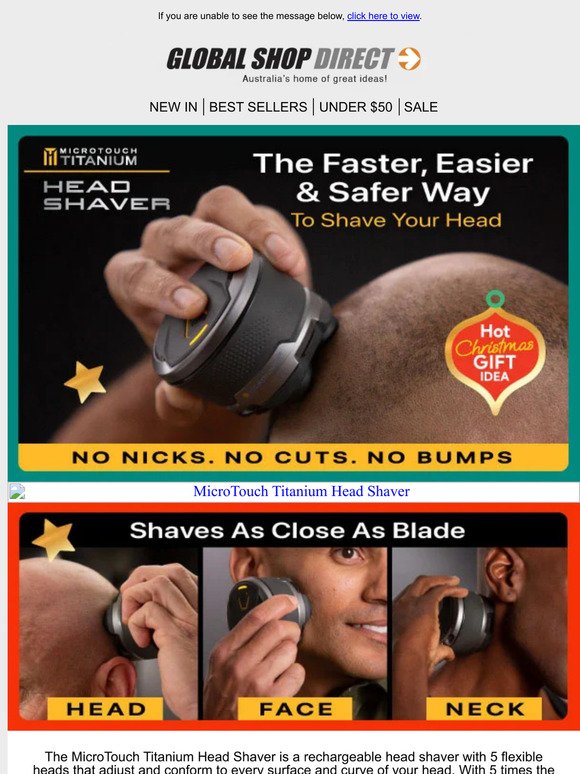 MicroTouch Titanium Head Shaver - No Nicks, Cuts Or Bumps