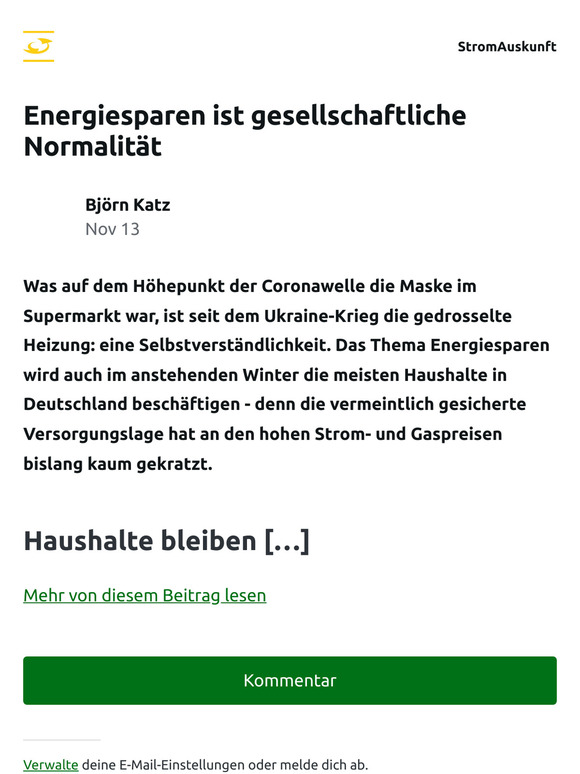 [Neuer Eintrag] Energiesparen ist gesellschaftliche Normalität