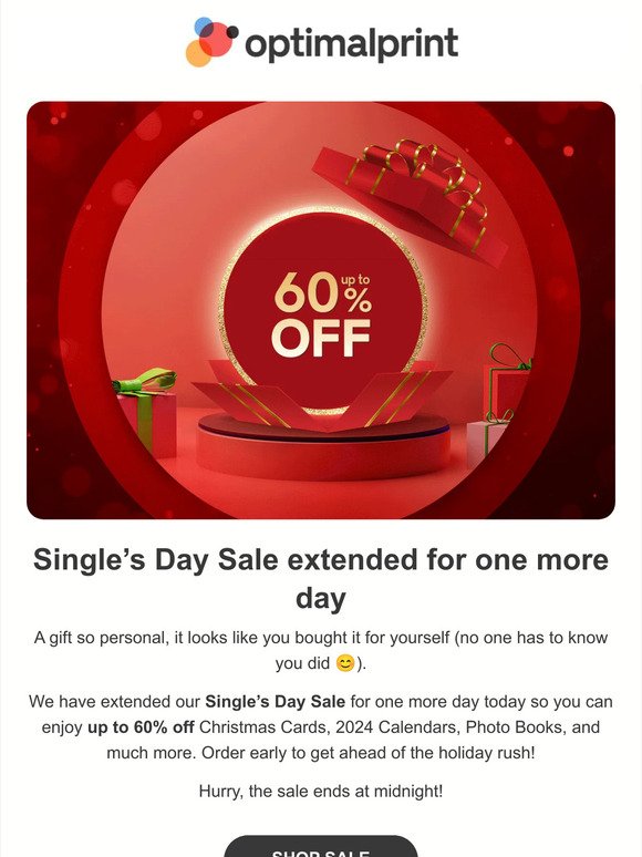 EXTENDED: Up to 60% off Christmas Cards, Calendars & Gifts 🛍️ Single's Day Sale