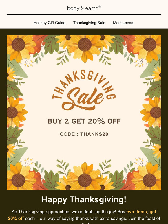 💕Double the Gratitude: Enjoy 20% Off Your Thanksgiving Treat!