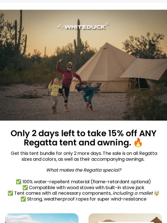 2 Days Left—15% Off Regatta Tents & Awnings