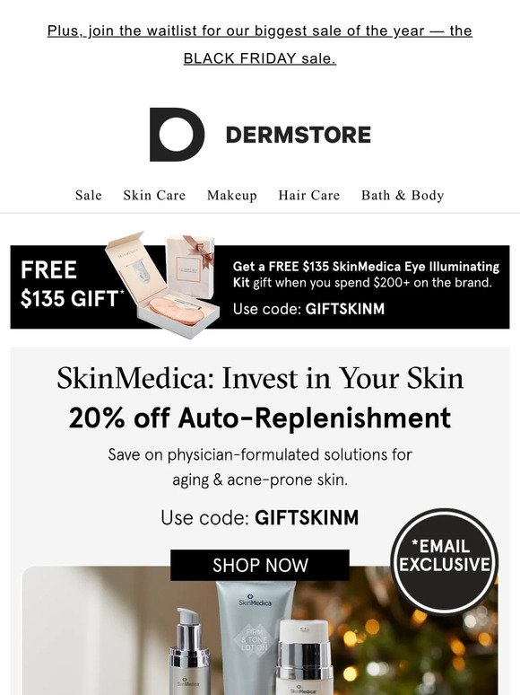 LIVE NOW: SkinMedica 20% off Auto-Replenishment + a FREE $135 Gift