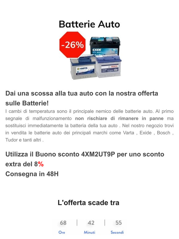 Batteria scarica? Abbiamo la cura - 8% di sconto ora
