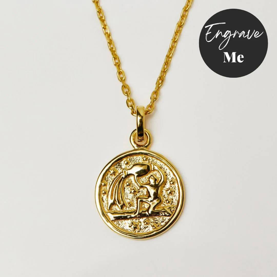 Image of Horoscope Zodiac Engravable Coin Necklace
