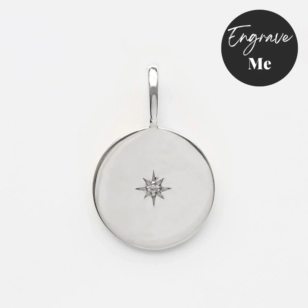 Image of Star Set Diamond Engravable Pendant