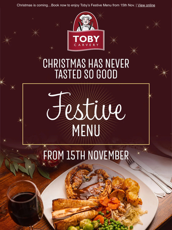 Toby Carvery Table Booking why wait until Christmas Milled