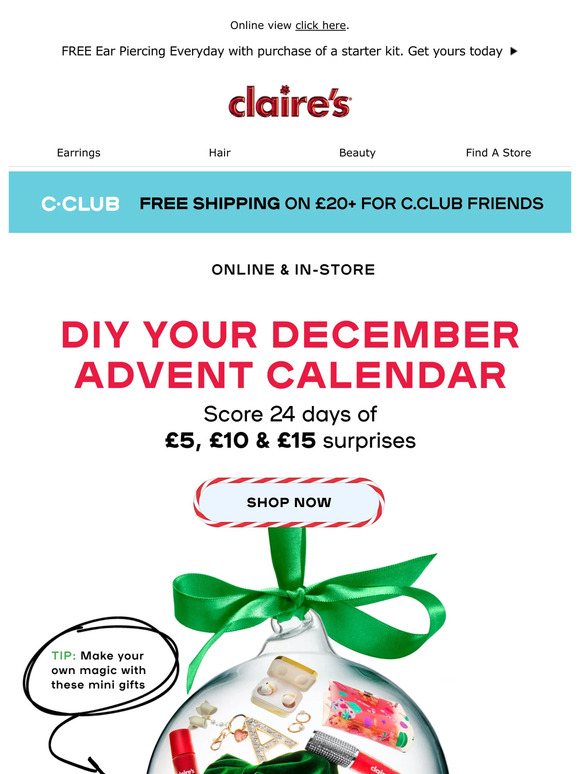 Claire's Make your own Advent calendar with these top picks Milled