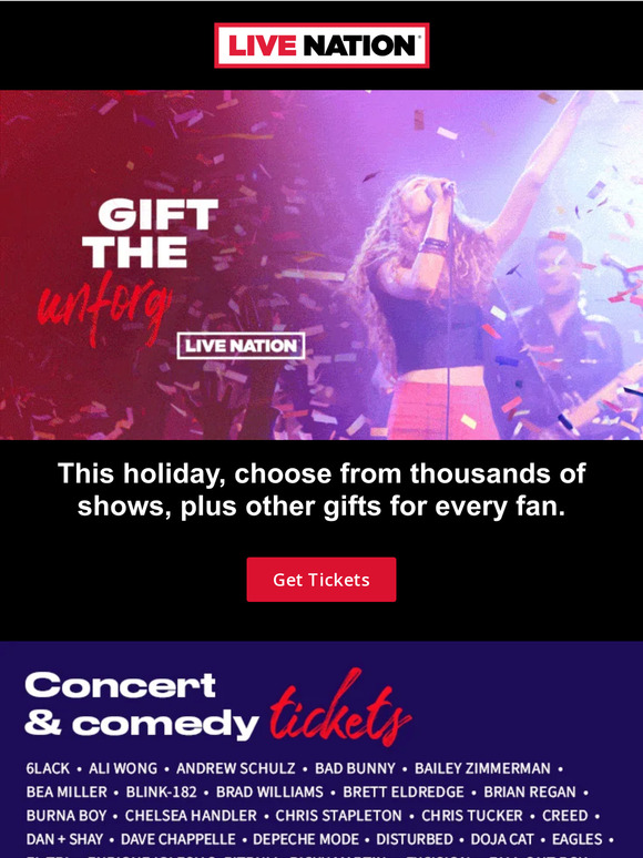 LiveNation Find the perfect gift for every fan Milled