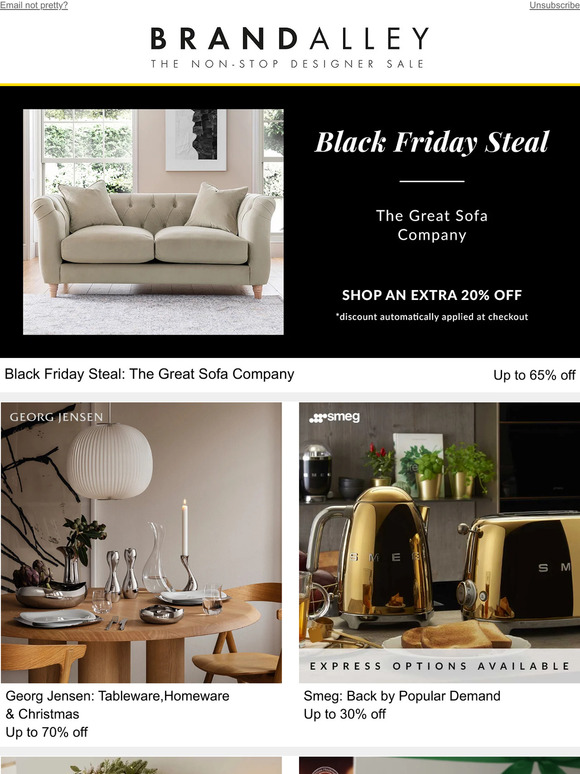 BrandAlley UK BLACK FRIDAY STEAL The Great Sofa Company, Jensen