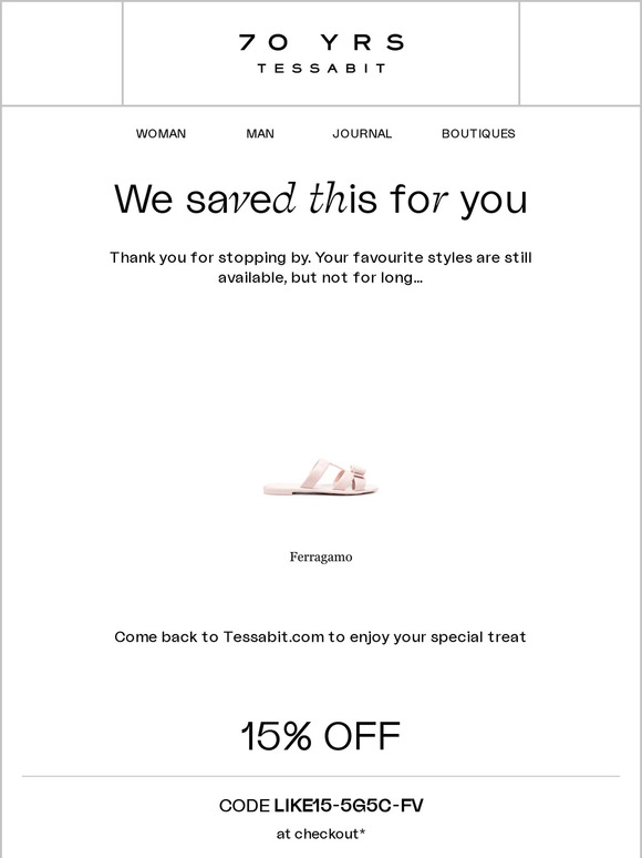 Too good to miss out: 15% off your order