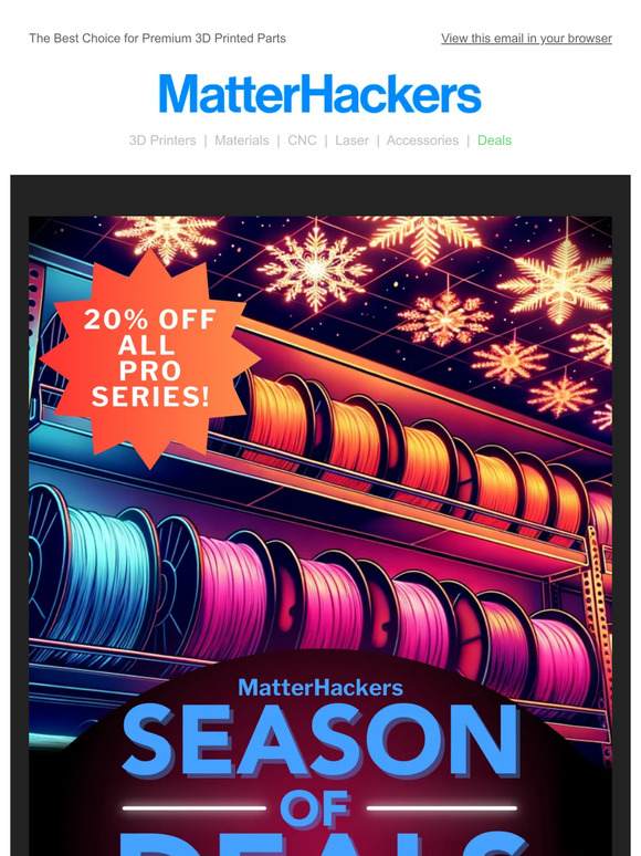 MatterHackers: All PRO Series Filament is 20% Off! | Milled