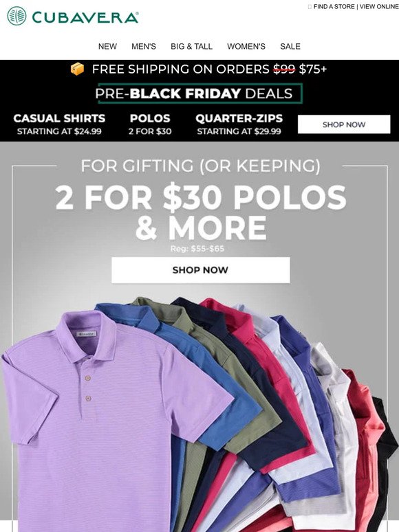 The Perfect Present: 2 For $30 Polos