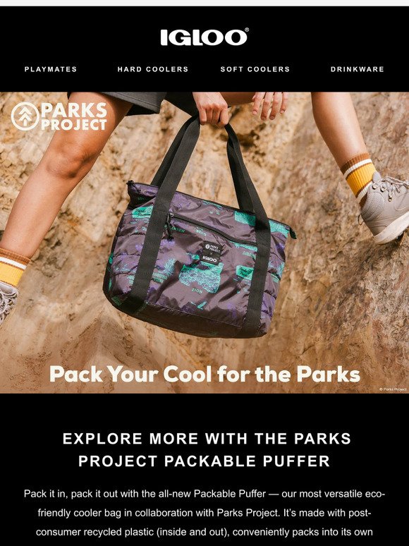 A Parks Project Packable Puffer for cooler adventures.🏞