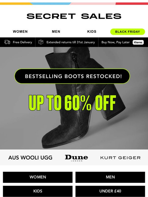 Up to 60% off bestselling boots at TINY PRICES! Shop ankle styles, chelseas...