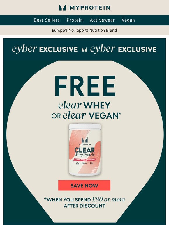 Free Clear Protein when you spend £80