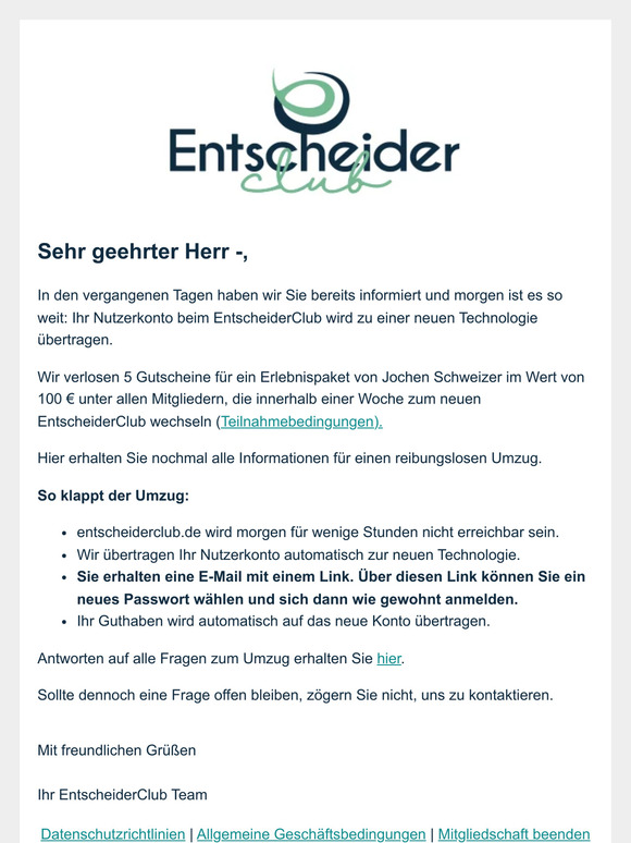 Wichtiges Update | Erhalten Sie Ihren Zugang zum EntscheiderClub