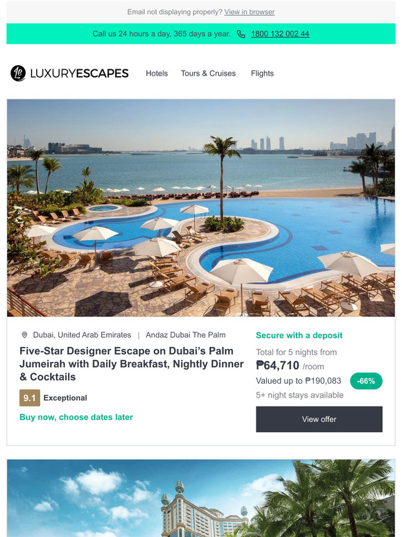 luxury escapes UK: Today's Picks: 5-Star Andaz Dubai The Palm Escape w ...