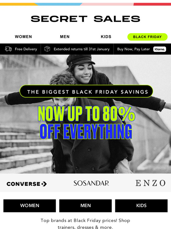 The Biggest Black Friday SAVINGS! Up to 80% off Converse, Nike...
