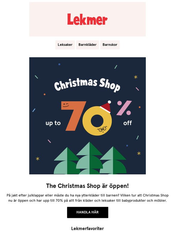 Lekmers Christmas Shop är öppen! Upp till 70%