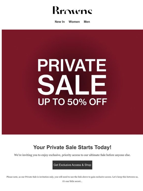 Private Sale just started! Up to 50% off