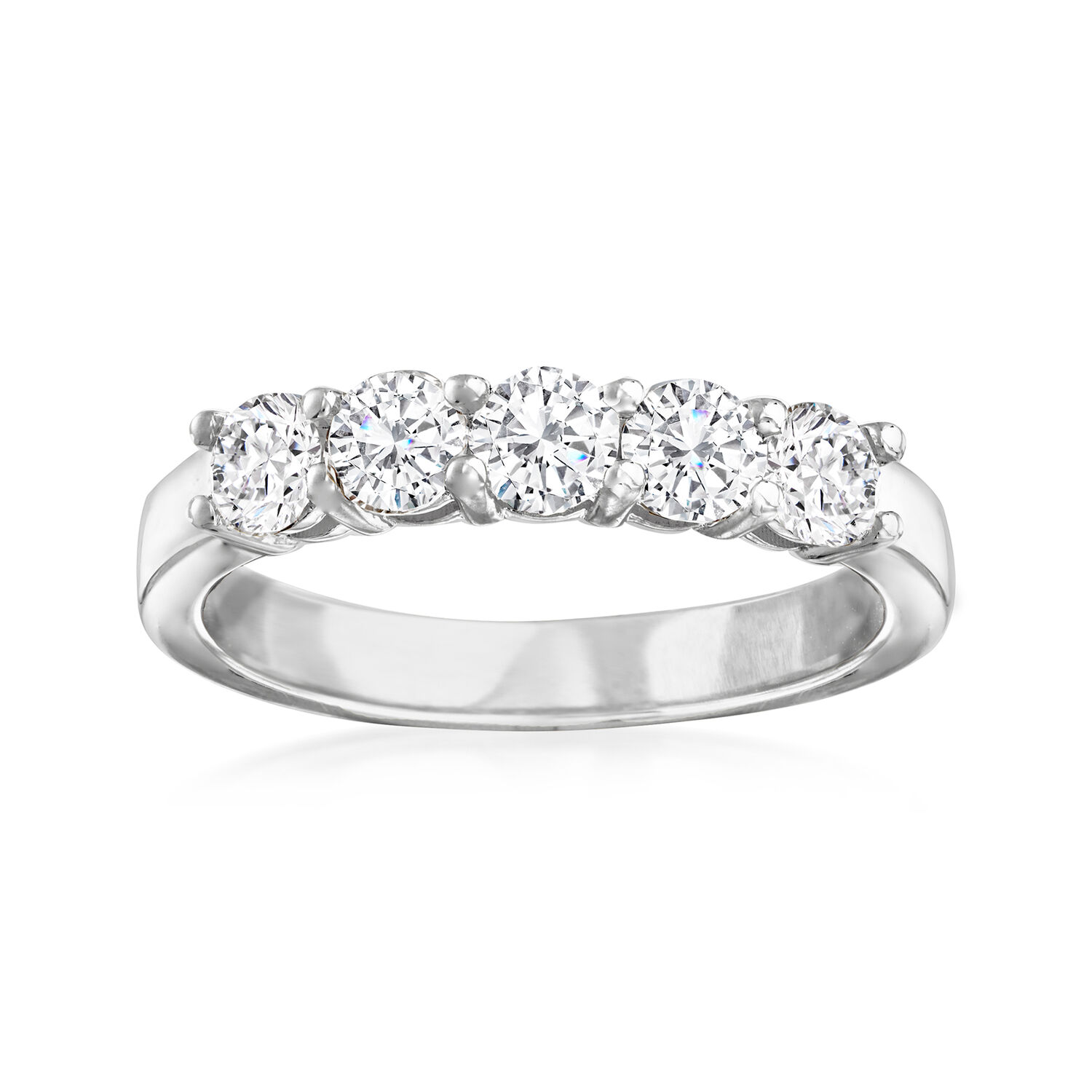 1.00 ct. t.w. Diamond Five-Stone Ring in 14kt White Gold. Size 5