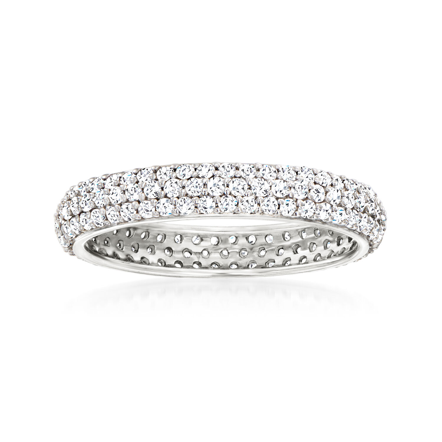1.00 ct. t.w. Pave Diamond Eternity Band Ring in 14kt White Gold. Size 5