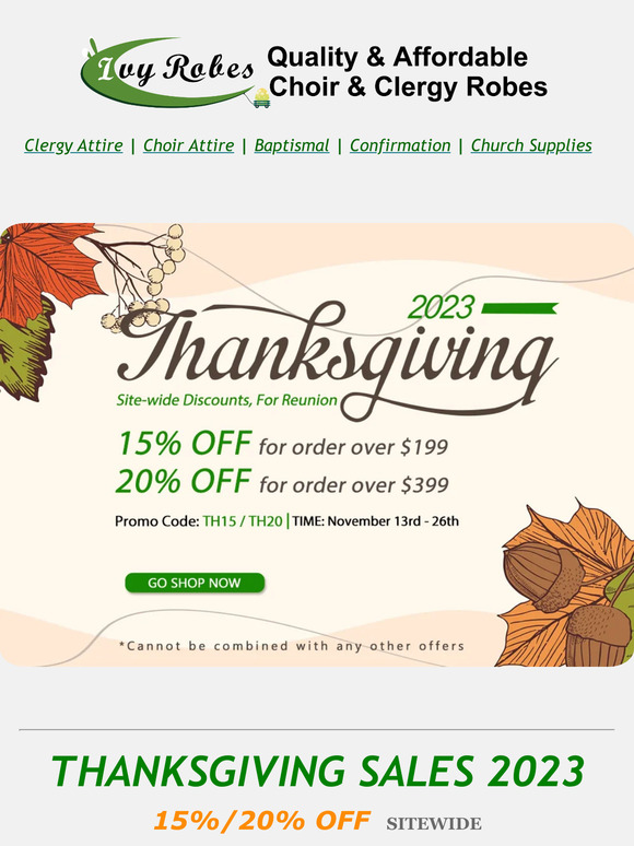 Thanks & Savings: IvyRobes Thanksgiving Delights Await!