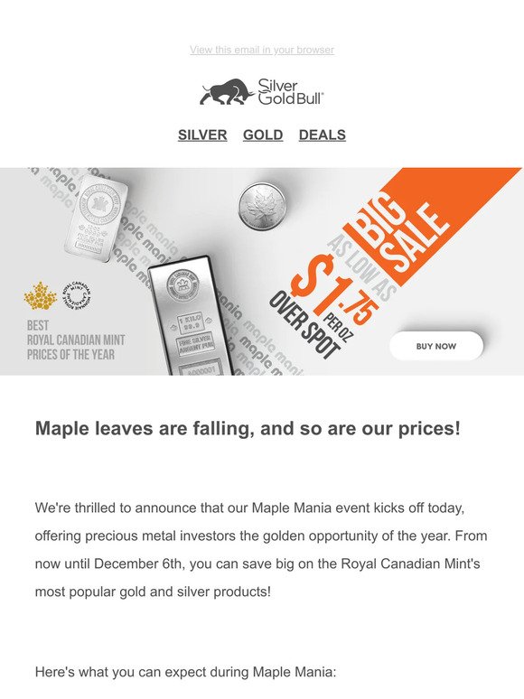 🍁 Maple Mania Sale🍁 Go mad for silver and gold maples with these prices!