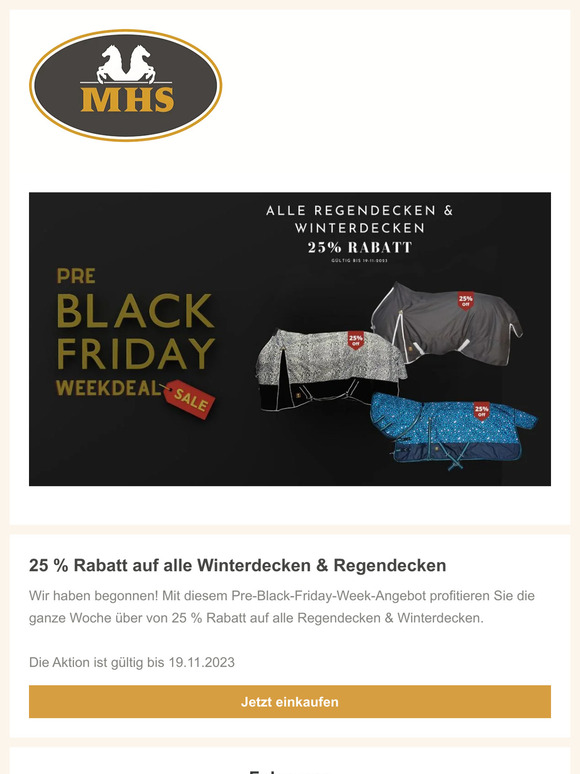 Pre Black Friday: 25 % Rabatt auf alle Winterdecken & Regendecken
