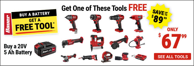 BAUER: BUY A BATTERY, GET A FREE TOOL. ONLY $67.99.
