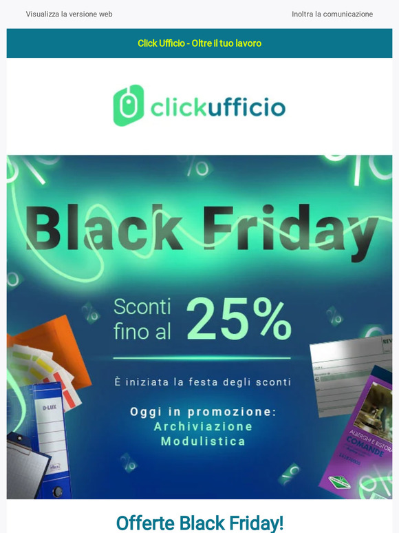 Offerte Black Friday! Fino al -25% di sconto su raccoglitori e modulistica