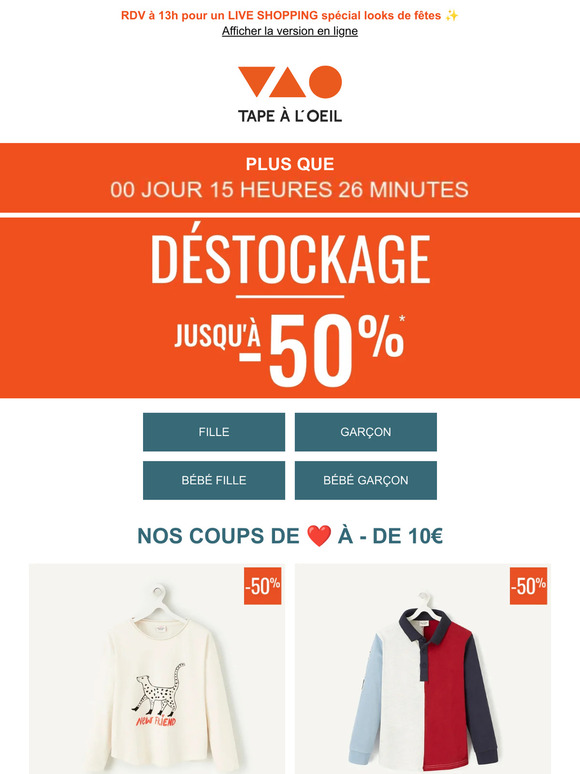 Jusqu'à -50% ⏰ DERNIÈRES HEURES !
