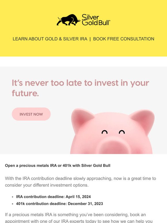 [LIMITED TIME OFFER] Reach the full benefit of your IRA or 401k contribution this year! 🎯