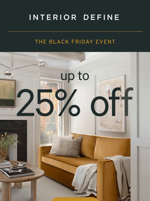Sofas, sectionals & more: 25% OFF!