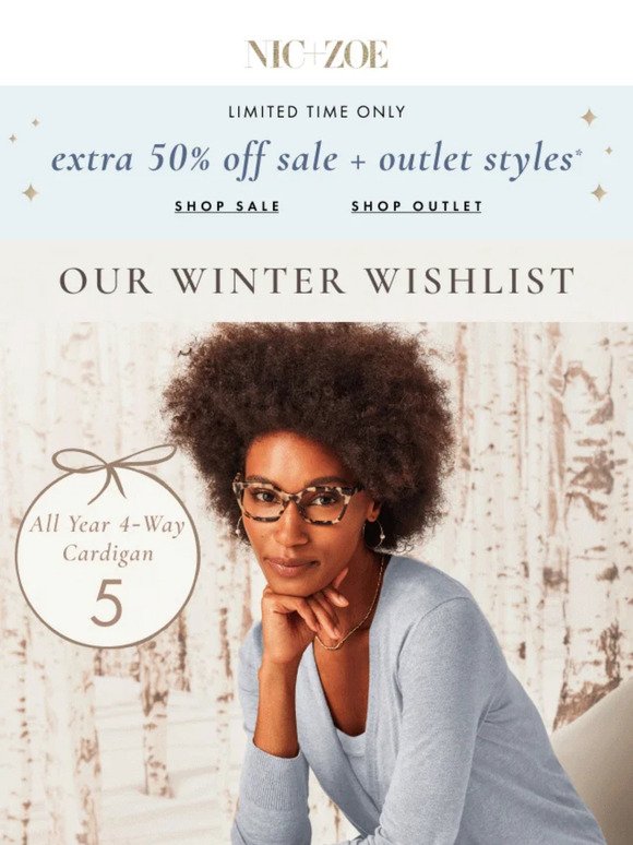 Hello, sale! Save 50% extra on sale + outlet styles