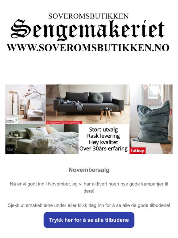 Novembersalg hos Soveromsbutikken Sengemakeriet