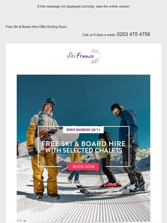 Free Ski & Board Hire Offer Ending Soon!