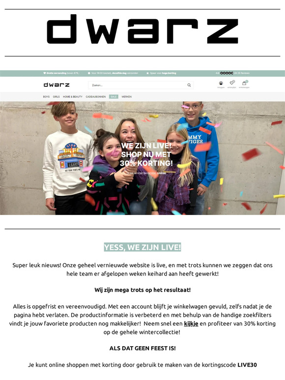 30% KORTING OP ONZE NIEUWE WEBSITE!