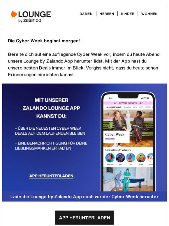 Lade die App herunter für Cyber Week Updates und Extra-Vorteile 🤳
