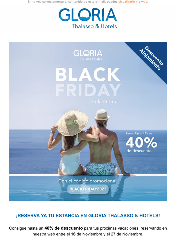 DESPIERTA TUS SENTIDOS: Black Friday en Gloria Thalasso & Hotels comienza Hoy