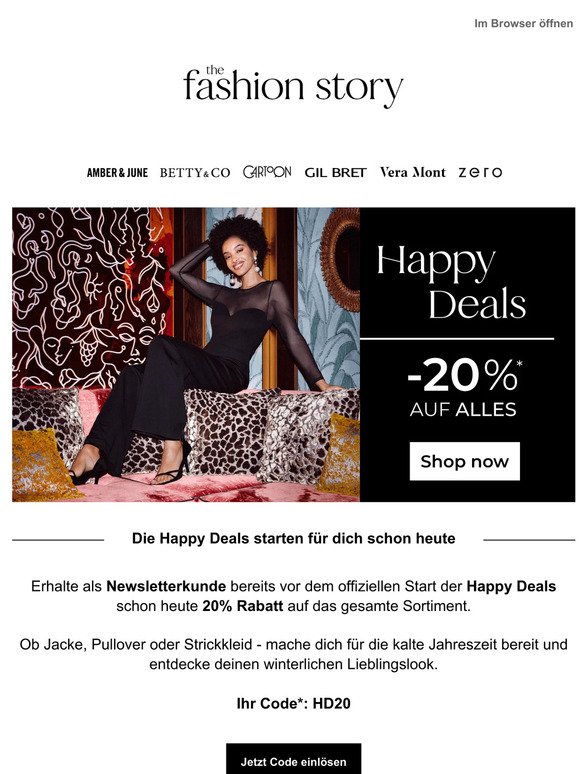 Happy Deals - exklusiver VIP-Sale - 20% Rabatt auf alles!