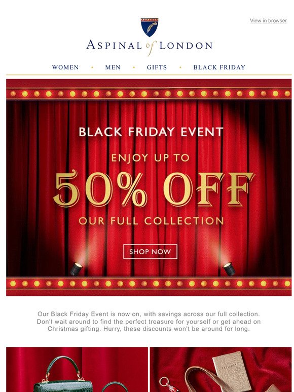 Black Friday Event Now On – Up to 50% Off Everything