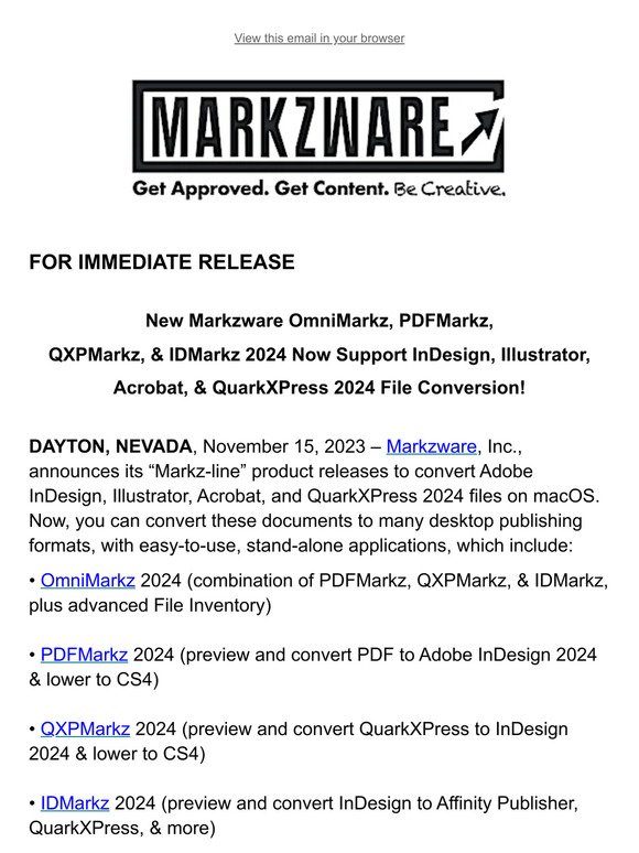 ➡️ Markzware MarkzLine Converts Adobe & QuarkXPress 2024!