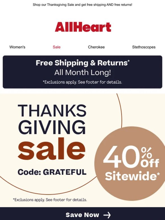 A big 40% off to be thankful for!