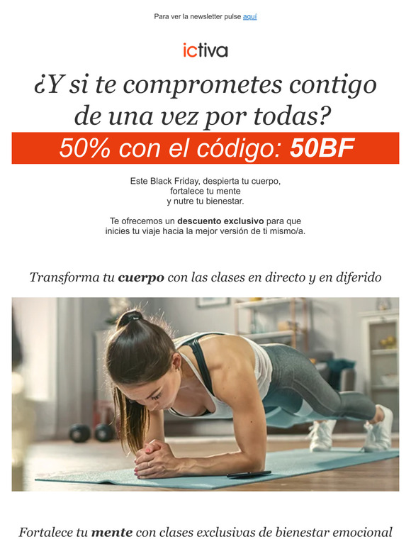 ¡50% de descuento para comprometerte contigo!