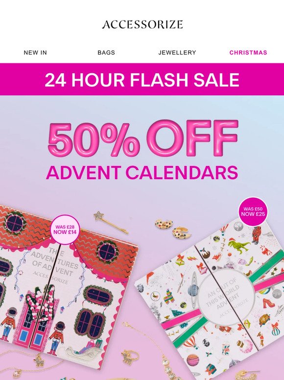 Surprise! 50% off advent calendars (for 24 hours only)