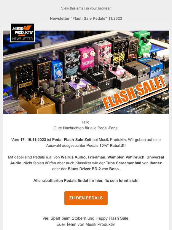Flash Sale Pedals - 10% Rabatt bei Musik Produktiv